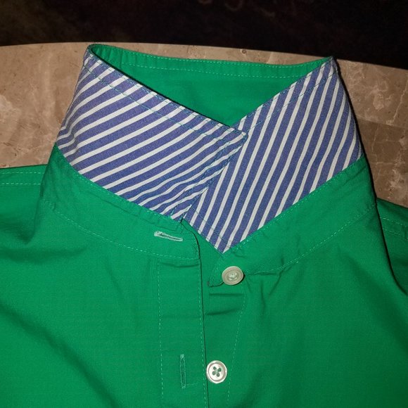 Van Heusen Kelly Green Button-Down Dress Shirt M - Picture 3 of 7